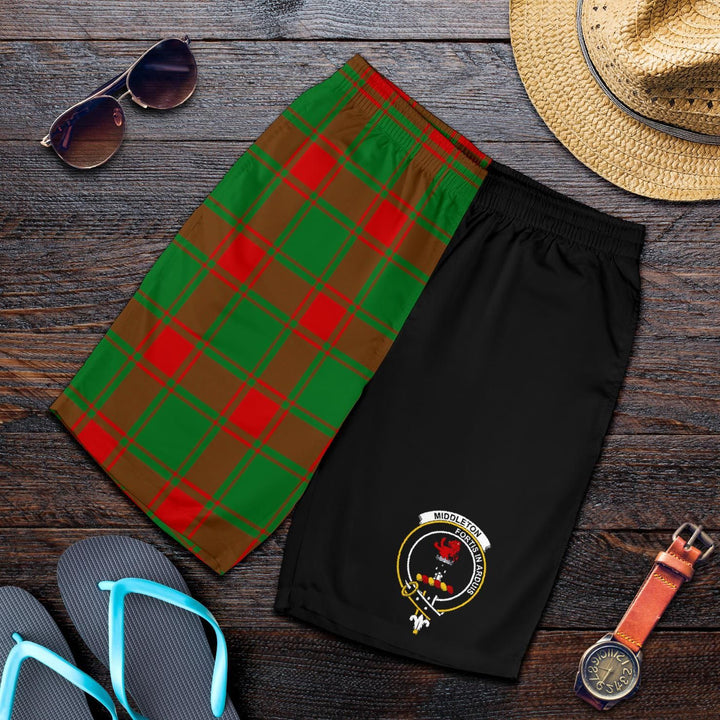 Scottish Middleton Clan Crest Tartan Half of Me Men's Shorts