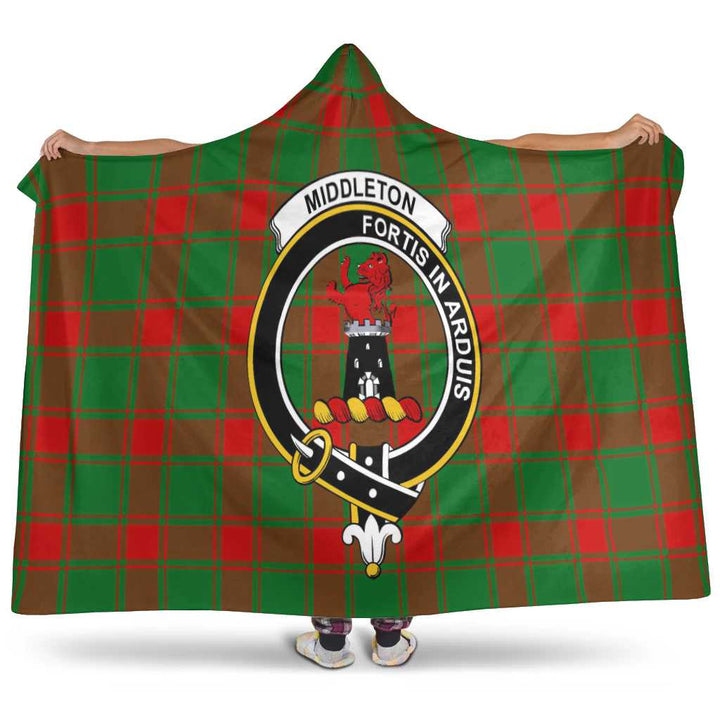 Scottish Middleton Clan Crest Tartan Hooded Blanket Tartan Plaid 1