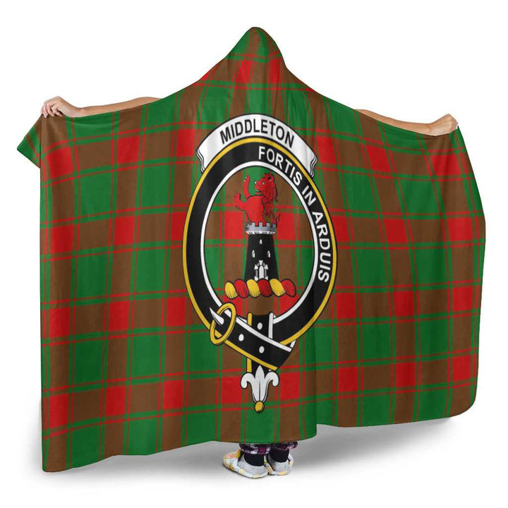 Scottish Middleton Clan Crest Tartan Hooded Blanket Tartan Plaid 2