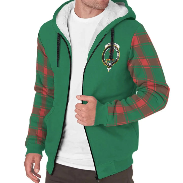 Scottish Middleton Clan Crest Tartan Plaid Sleeve Sherpa Hoodie