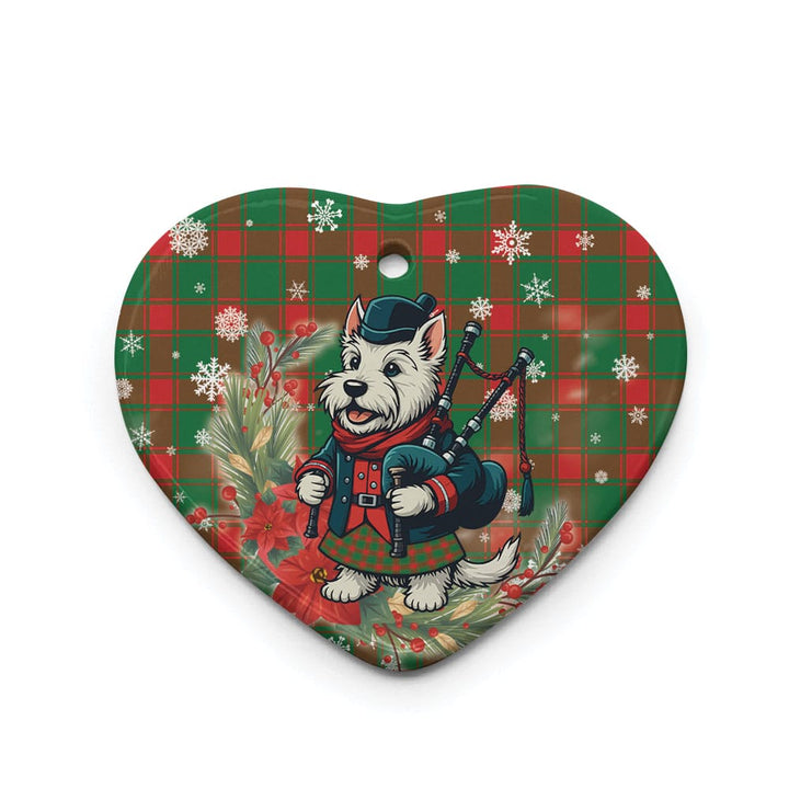 Scottish Middleton Modern Clan Tartan Ceramic Ornament Cute Scottish Terrier Dog Heart Style Tartan Plaid