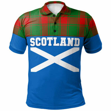 Scottish Middleton Modern Clan Tartan Polo Shirt - Lion Rampant of Scotland With Flag Front Side Tartan Plaid