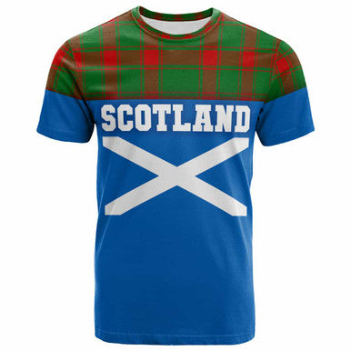 Scottish Middleton Modern Clan Tartan T-Shirt - Lion Rampant of Scotland With Flag Front Side Tartan Plaid