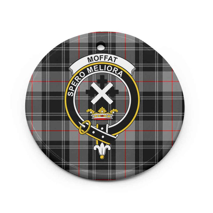 Scottish Moffat Clan Crest Tartan Ceramic Ornament Circle Shape Tartan Plaid
