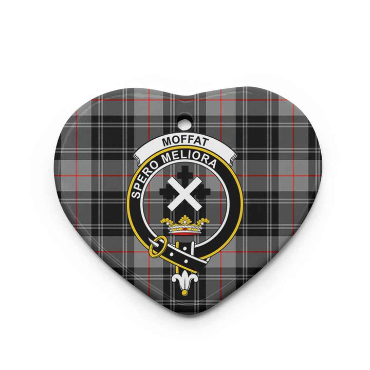 Scottish Moffat Clan Crest Tartan Ceramic Ornament Heart Shape Tartan Plaid