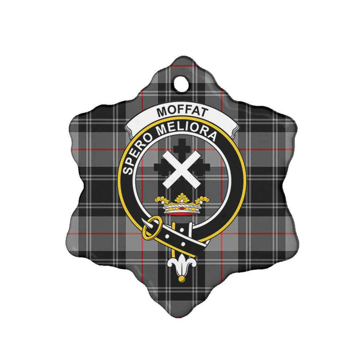 Scottish Moffat Clan Crest Tartan Ceramic Ornament Snow Flake Shape Tartan Plaid