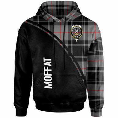 Scottish Moffat Clan Crest Tartan Curve Hoodie Front Side Tartan Plaid