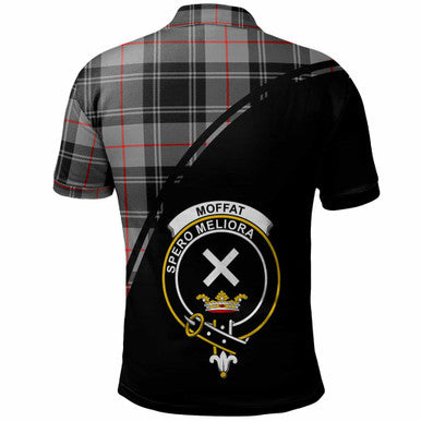 Scottish Moffat Clan Crest Tartan Curve Polo Shirt Back Side Tartan Plaid