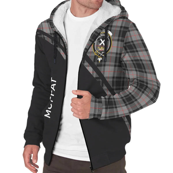 Scottish Moffat Clan Crest Tartan Curve Sherpa Hoodie