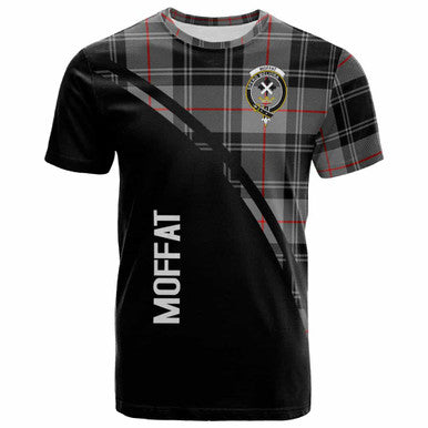 Scottish Moffat Clan Crest Tartan Curve T-Shirt Front Side Tartan Plaid