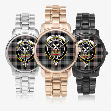 Scottish Moffat Clan Crest Tartan Folding Clasp Steel Quartz Watches Tartan Plaid All
