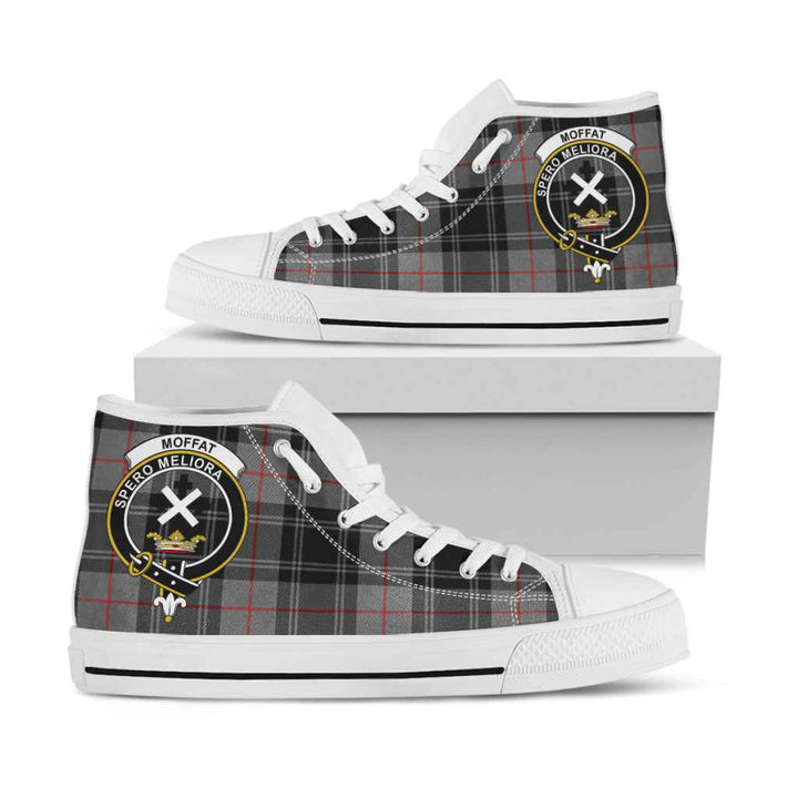 Scottish Moffat Clan Crest Tartan High Top Shoes White Sole Tartan Plaid