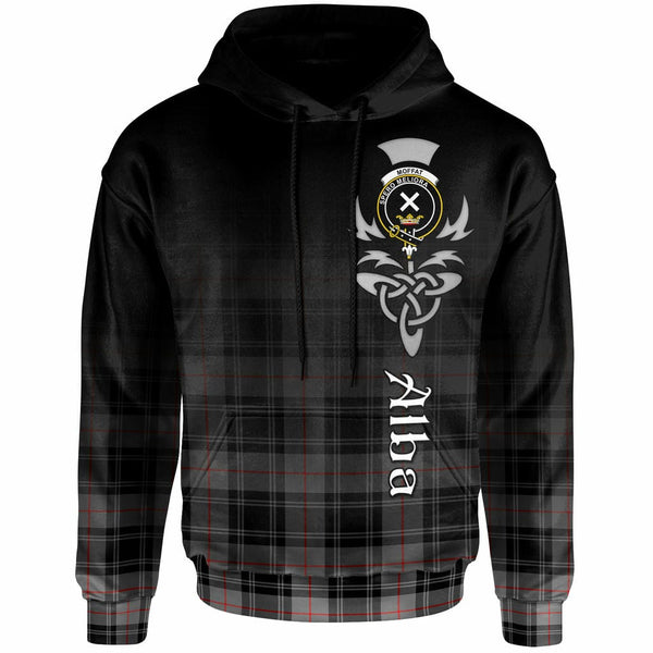 Scottish Moffat Clan Crest Tartan Hoodie - Alba Gu Brath Family Crest Celtic Inspired Front Side Tartan Plaid