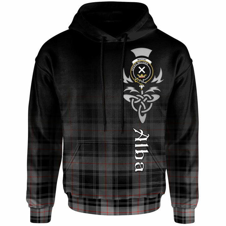 Scottish Moffat Clan Crest Tartan Hoodie - Alba Gu Brath Family Crest Celtic Inspired Front Side Tartan Plaid
