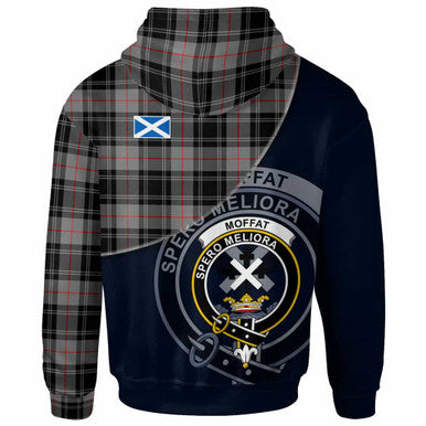 Scottish Moffat Clan Crest Tartan Hoodie - Bend Style Back Side Tartan Plaid