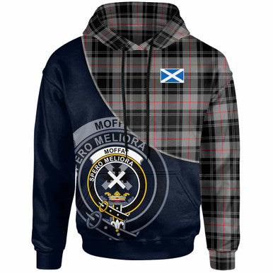 Scottish Moffat Clan Crest Tartan Hoodie - Bend Style Front Side Tartan Plaid