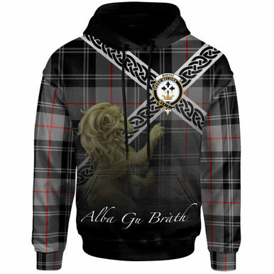 Scottish Moffat Clan Crest Tartan Hoodie - Scotland Lion Front Side Tartan Plaid