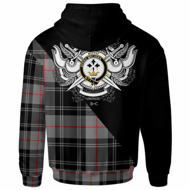 Scottish Moffat Clan Crest Tartan Hoodie - Military Logo Back Side Tartan Plaid