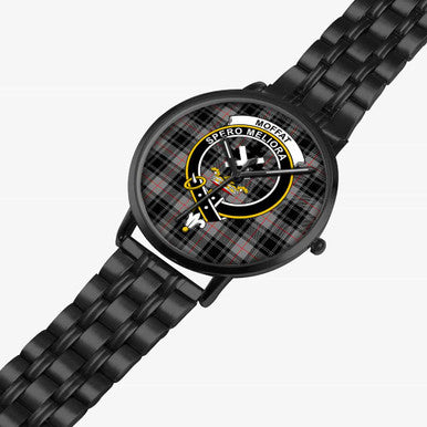 Scottish Moffat Clan Crest Tartan Instafamous Steel Quartz Watches Tartan Plaid Black 2