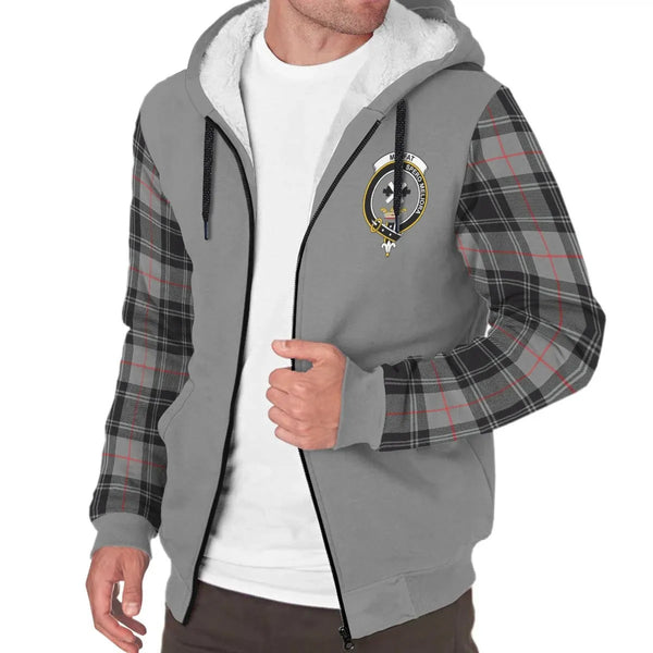 Scottish Moffat Clan Crest Tartan Plaid Sleeve Sherpa Hoodie