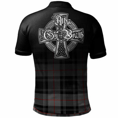 Scottish Moffat Clan Crest Tartan Polo Shirt - Alba Gu Brath Family Crest Celtic Inspired Back Side Tartan Plaid