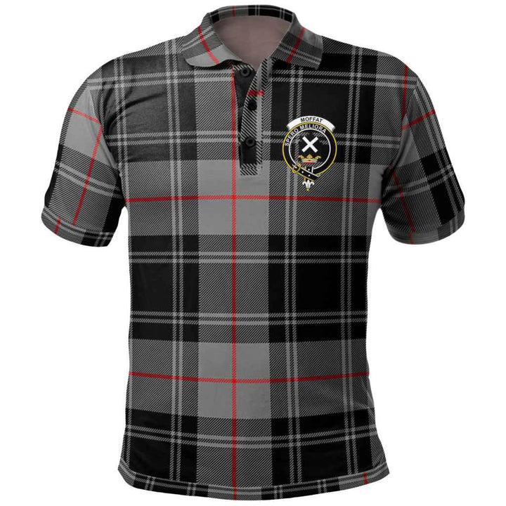 Scottish Moffat Clan Crest Tartan Polo Shirt Front Side Tartan Plaid