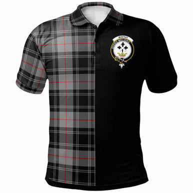 Scottish Moffat Clan Crest Tartan Polo Shirt - Half in Me Front Side Tartan Plaid