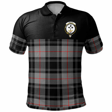 Scottish Moffat Clan Crest Tartan Polo Shirt - Horizontal Style Front Side Tartan Plaid