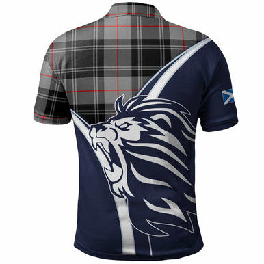 Scottish Moffat Clan Crest Tartan Polo Shirt - Scottish Flag With Lion Back Side Tartan Plaid