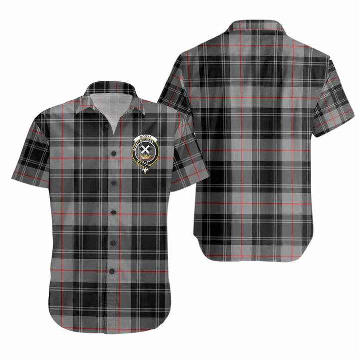 Scottish Moffat Clan Crest Tartan Short Sleeve Shirt Tartan Plaid