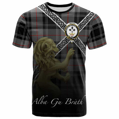 Scottish Moffat Clan Crest Tartan T-Shirt - Celtic With Scotland Lion Front Side Tartan Plaid