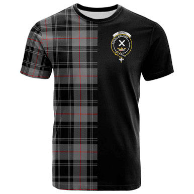 Scottish Moffat Clan Crest Tartan T-Shirt Half in Me Front Side Tartan Plaid