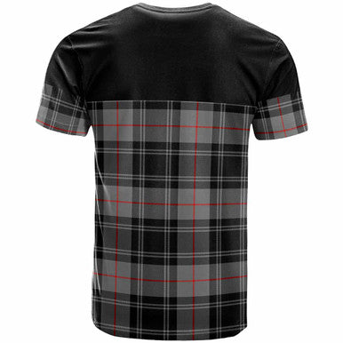 Scottish Moffat Clan Crest Tartan T-Shirt - Horizontal Style Back Side Tartan Plaid