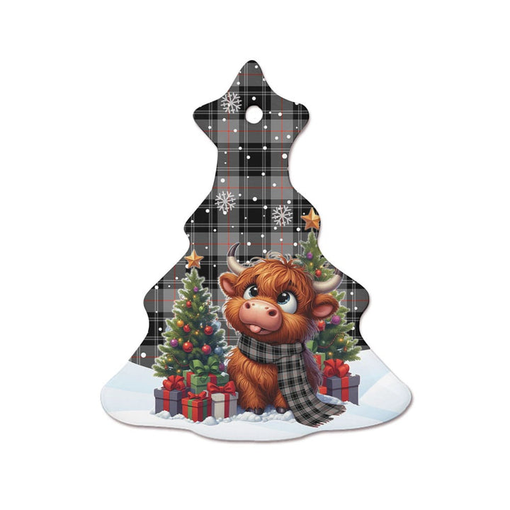 Scottish Moffat Modern Clan Tartan Ceramic Ornament Cute Highland Cow Christmas Tree Style Tartan Plaid