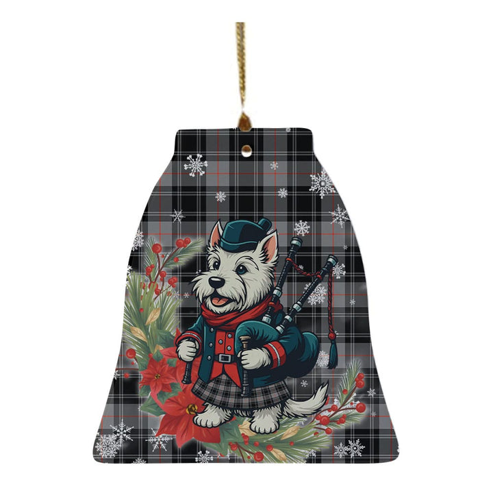 Scottish Moffat Modern Clan Tartan Ceramic Ornament Cute Scottish Terrier Dog Bell Style Tartan Plaid