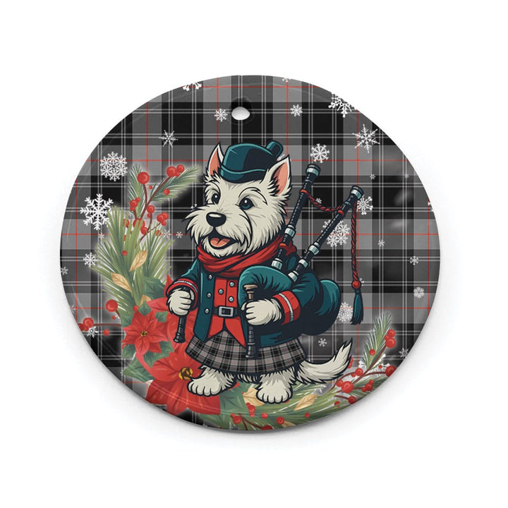 Scottish Moffat Modern Clan Tartan Ceramic Ornament Cute Scottish Terrier Dog Circle Style Tartan Plaid