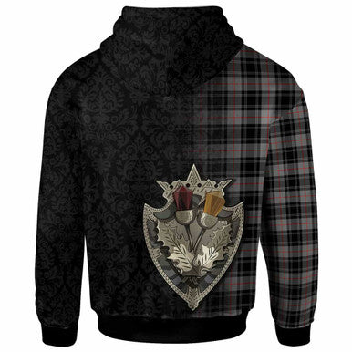 Scottish Moffat Modern Clan Tartan Hoodie - Half Thistle Flowers Celtic Design Back Side Tartan Plaid