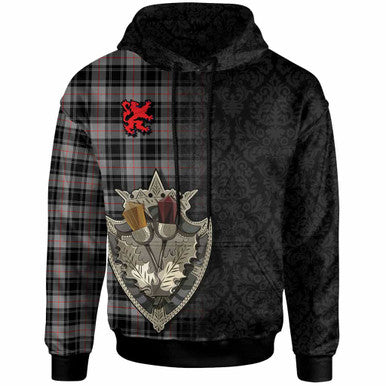 Scottish Moffat Modern Clan Tartan Hoodie - Half Thistle Flowers Celtic Design Front Side Tartan Plaid