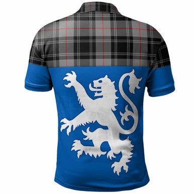 Scottish Moffat Modern Clan Tartan Polo Shirt - Lion Rampant of Scotland With Flag Back Side Tartan Plaid