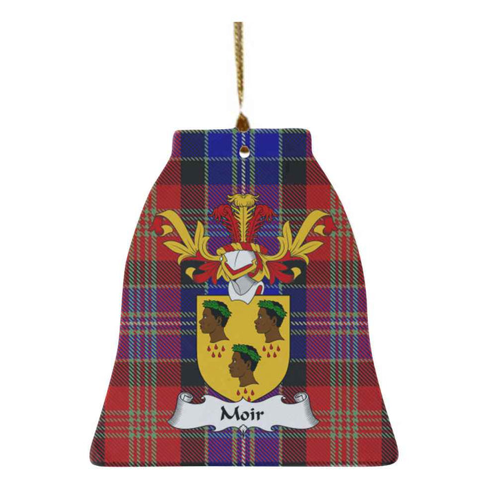 Scottish Moir Clan Crest Tartan Ceramic Ornament Bell Shape Tartan Plaid