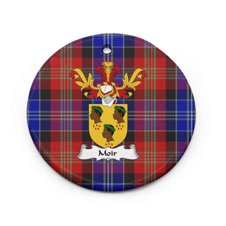 Scottish Moir Clan Crest Tartan Ceramic Ornament Circle Shape Tartan Plaid