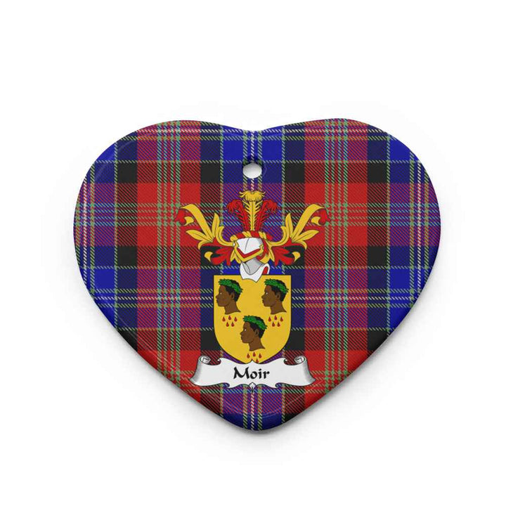 Scottish Moir Clan Crest Tartan Ceramic Ornament Heart Shape Tartan Plaid