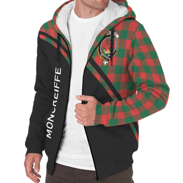 Scottish Moncreiffe Clan Crest Tartan Curve Sherpa Hoodie