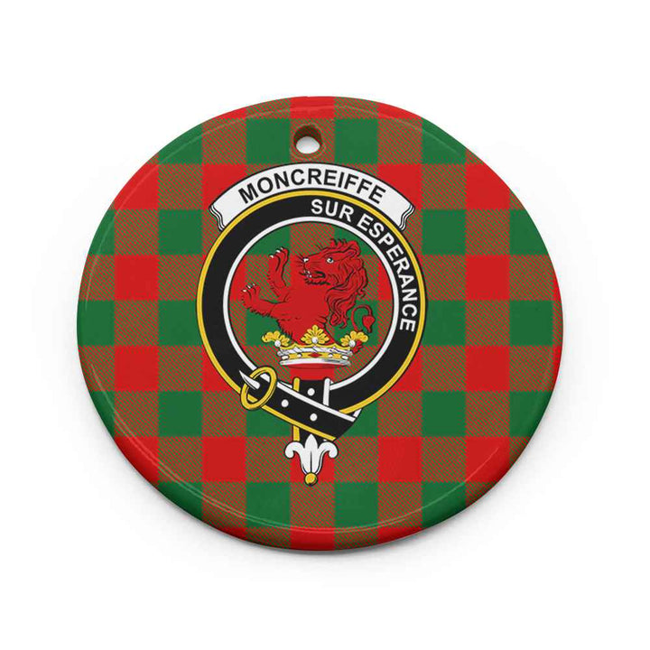 Scottish Moncrieffe Clan Crest Tartan Ceramic Ornament Circle Shape Tartan Plaid
