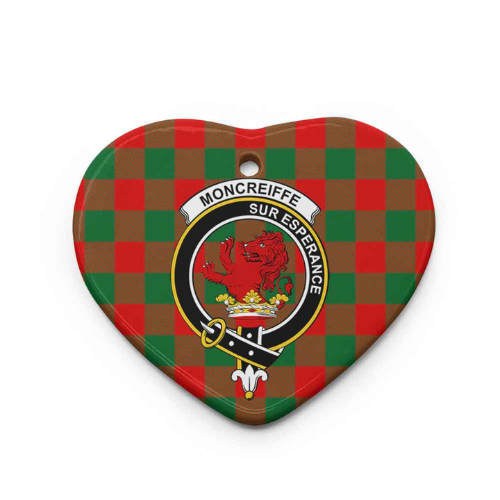 Scottish Moncrieffe Clan Crest Tartan Ceramic Ornament Heart Shape Tartan Plaid