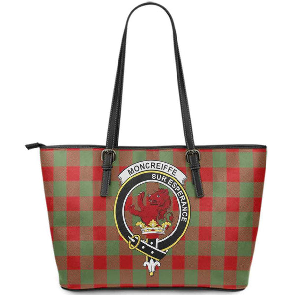 Scottish Moncrieffe Clan Crest Tartan Leather Tote Tartan Plaid