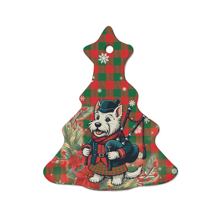 Scottish Moncrieffe Clan Tartan Ceramic Ornament Cute Scottish Terrier Dog Tree Style Tartan Plaid
