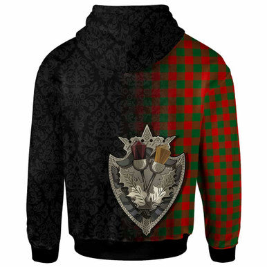 Scottish Moncrieffe Clan Tartan Hoodie - Half Thistle Flowers Celtic Design Back Side Tartan Plaid