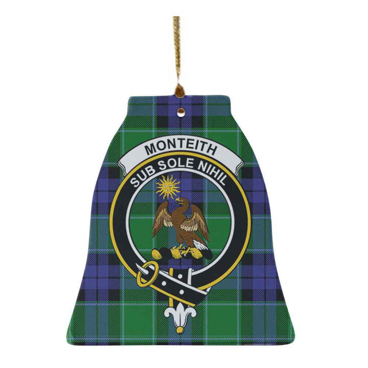 Scottish Monteith Clan Crest Tartan Ceramic Ornament Bell Shape Tartan Plaid