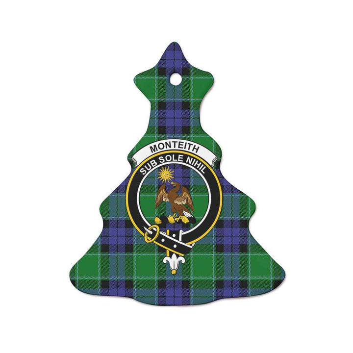 Scottish Monteith Clan Crest Tartan Ceramic Ornament Tree Shape Tartan Plaid